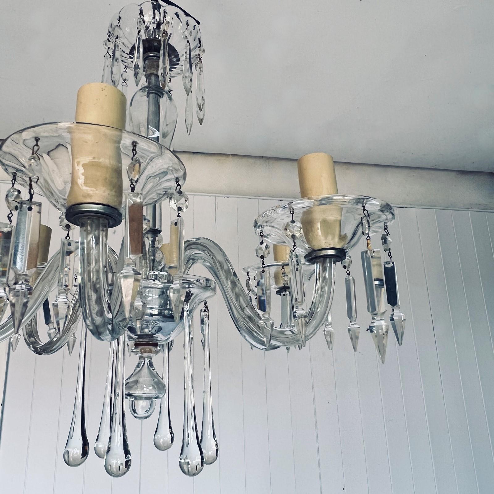 Lampadario italiano a sei bracci in cristallo di Murano In condizioni buone in vendita a London, GB