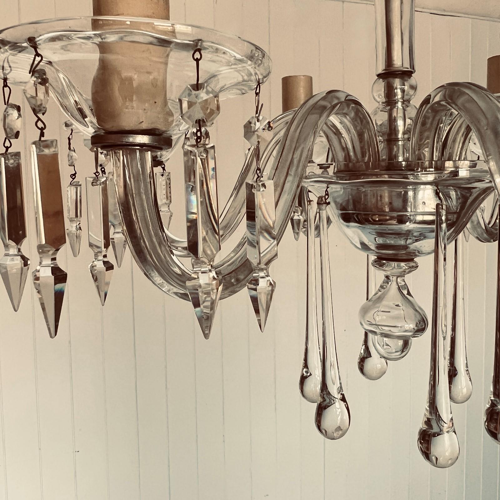 Lampadario italiano a sei bracci in cristallo di Murano in vendita 2
