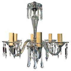 Italian Six Arm Murano Crystal Chandelier