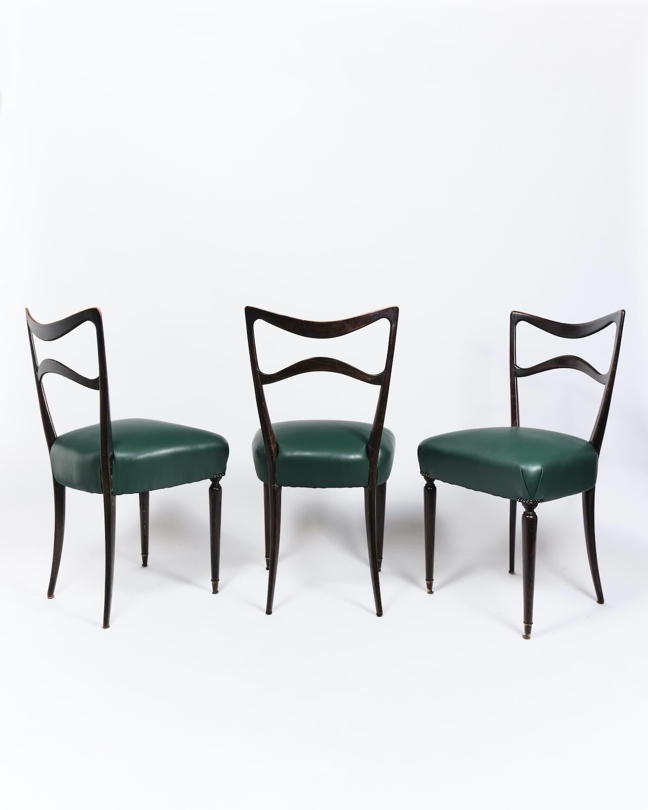 c. 1950s
Stained wood with brass feet and new upholstery
H94 x W49 x D50 cm
Seat Height 56cm