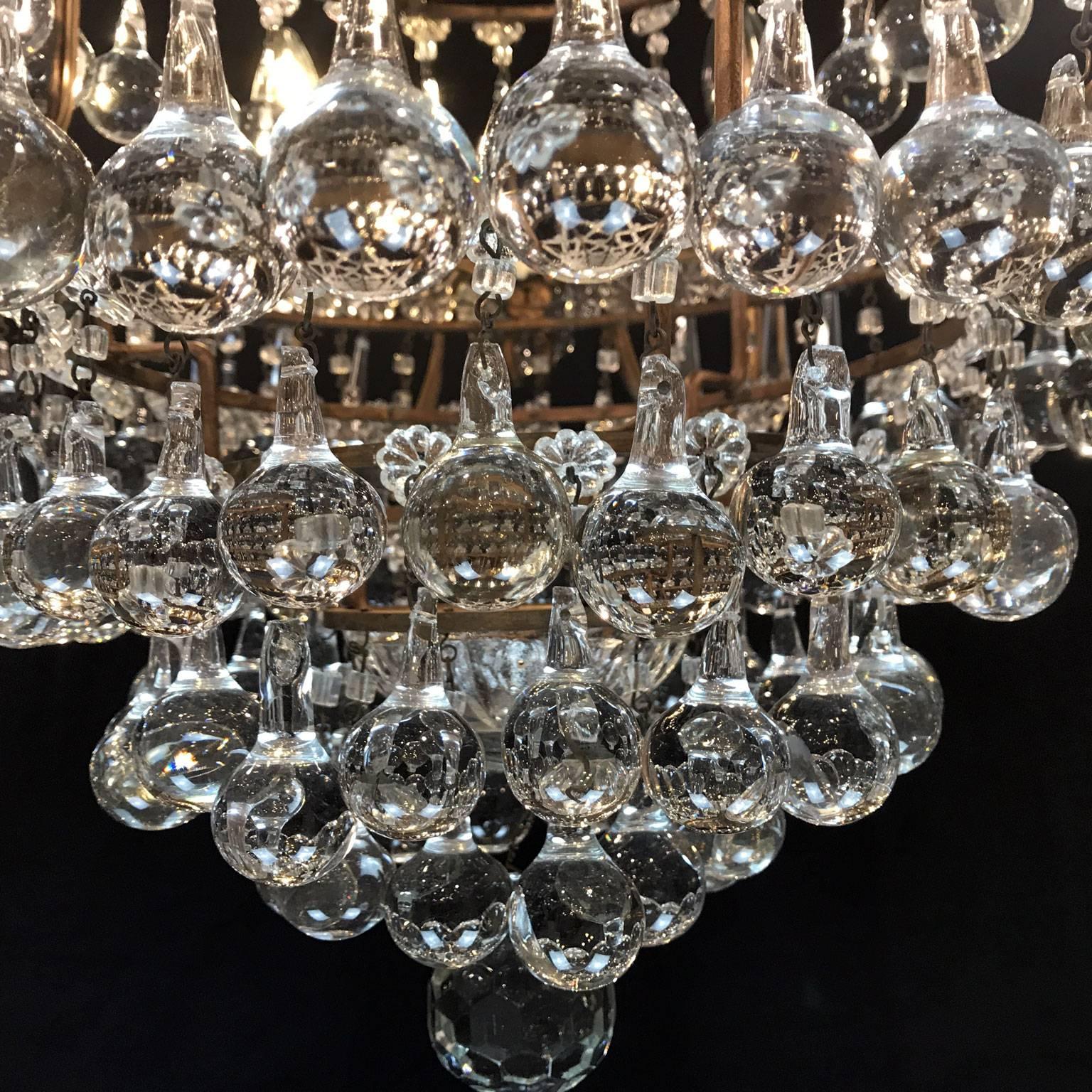 20th Century Italian Six-Light Crystal Bronze Chandelier from a Milanese Palazzo 2