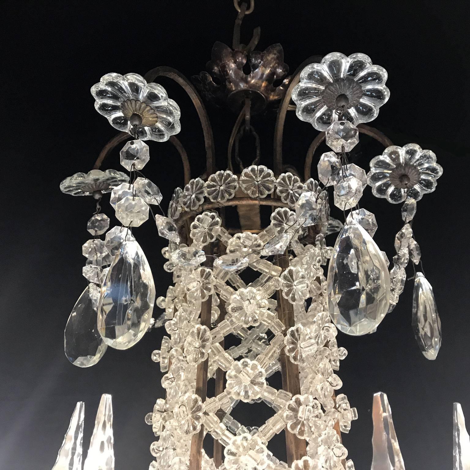 20th Century Italian Six-Light Crystal Bronze Chandelier from a Milanese Palazzo 3