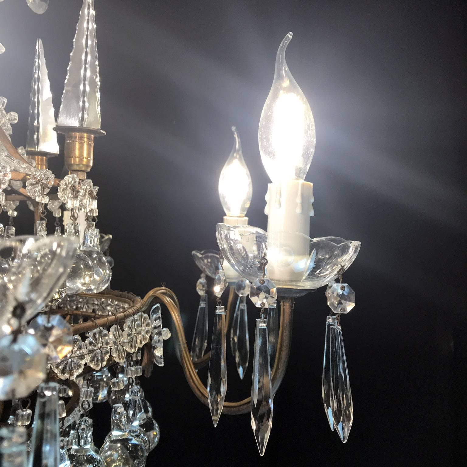 20th Century Italian Six-Light Crystal Bronze Chandelier from a Milanese Palazzo 6