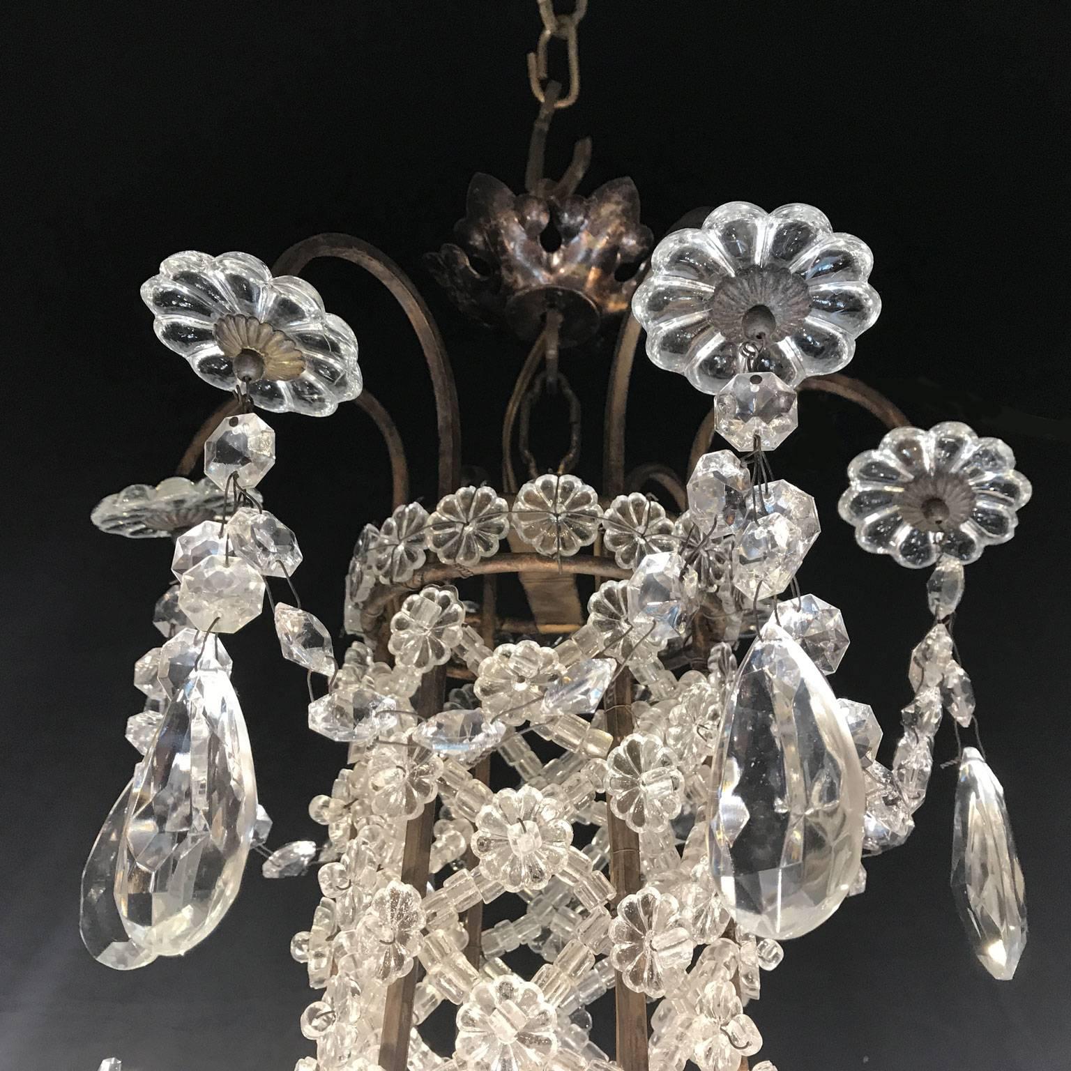 20th Century Italian Six-Light Crystal Bronze Chandelier from a Milanese Palazzo 7