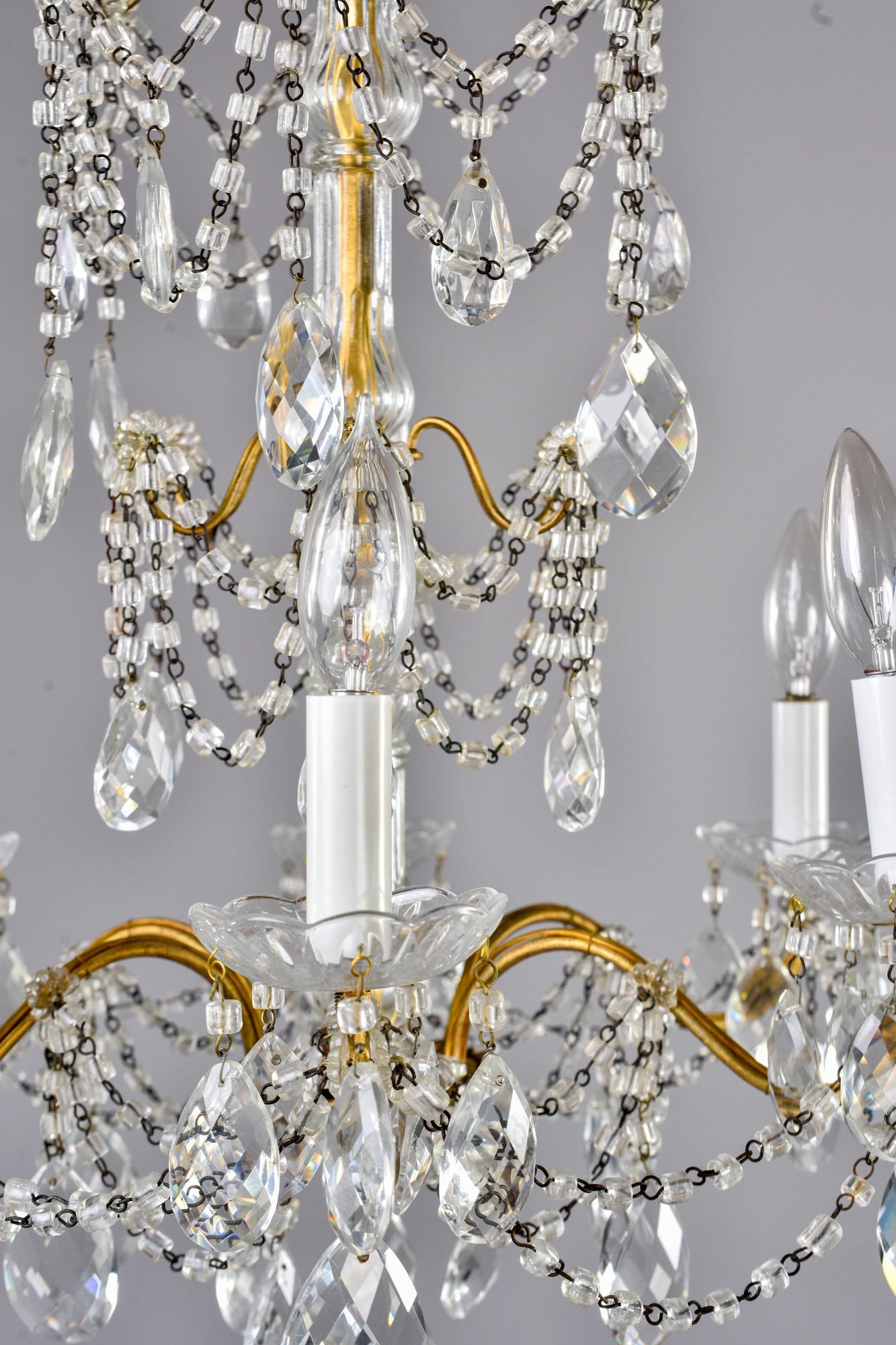 Italian Six-Light Crystal Chandelier with Large Drops For Sale 5