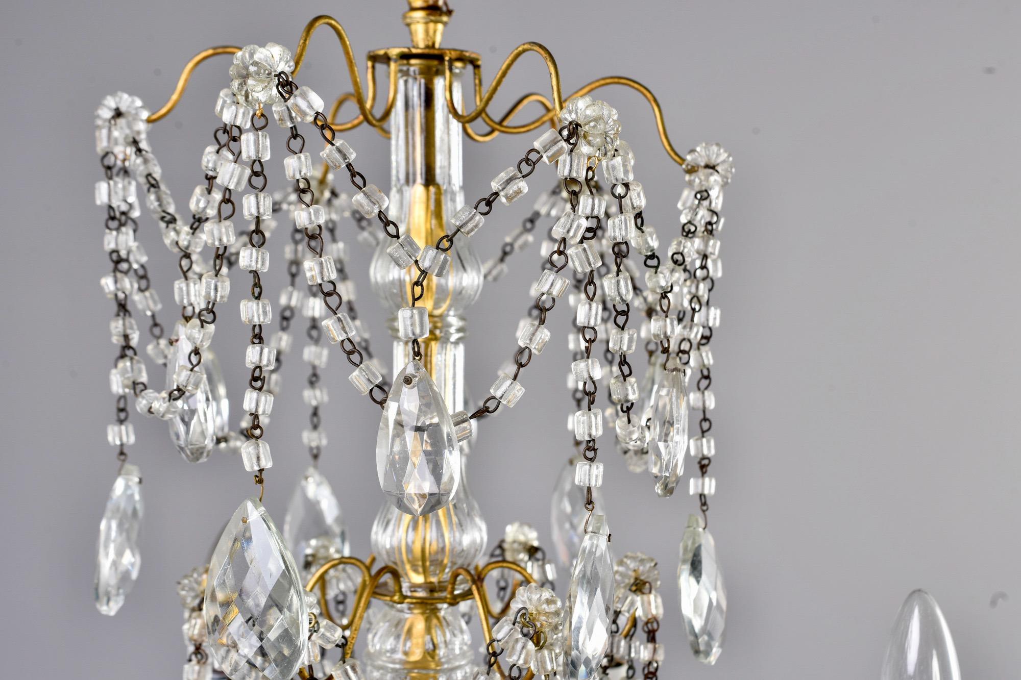 Italian Six-Light Crystal Chandelier with Large Drops For Sale 2