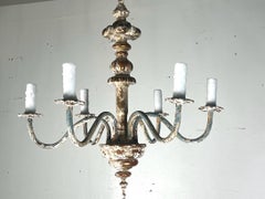 Italian Six Light Painted Chandelier