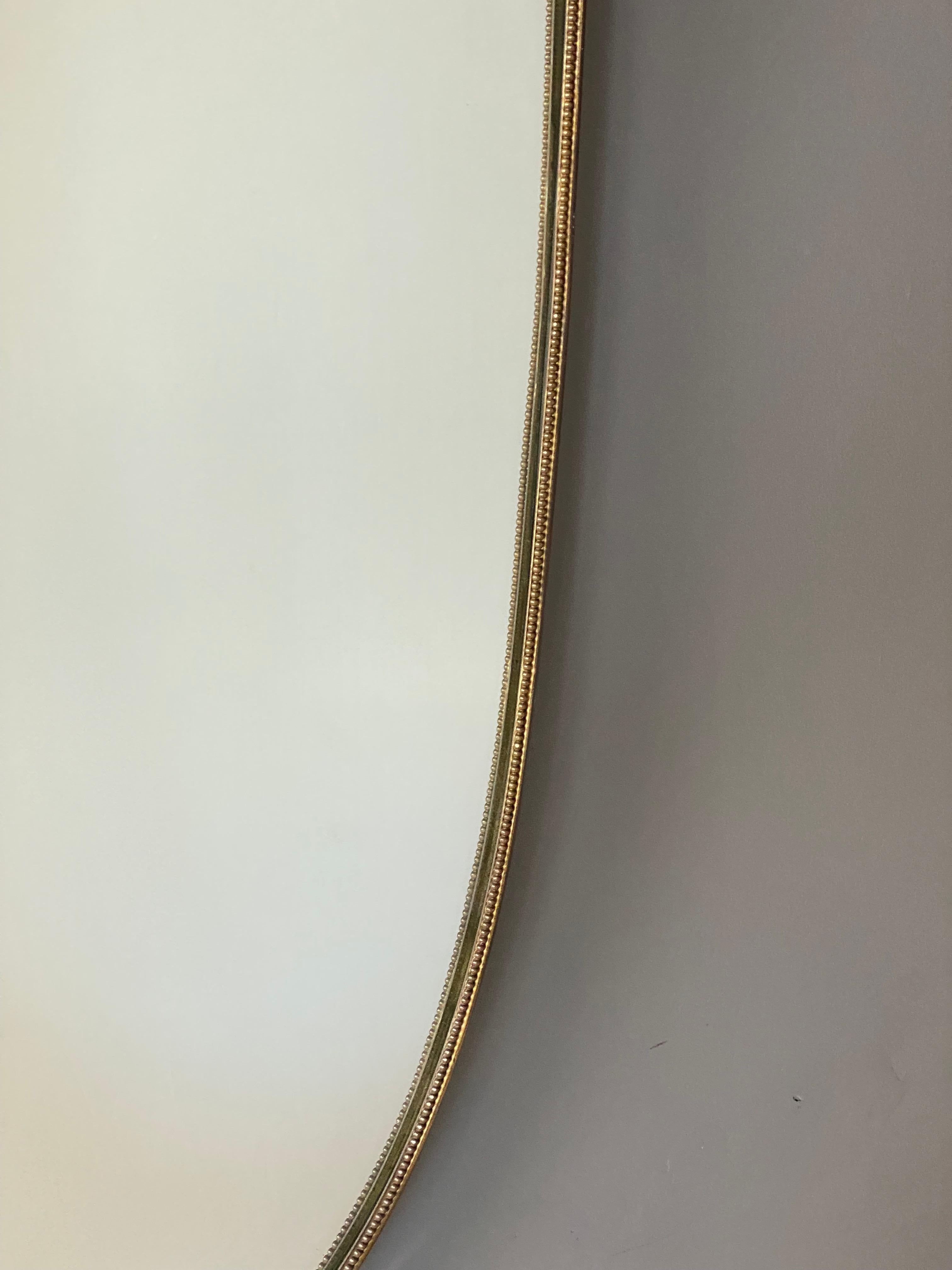 Mid-Century Modern Italian, Sizable Organic Wall Mirror, Brass, Mirror Glass, Italy, 1940s