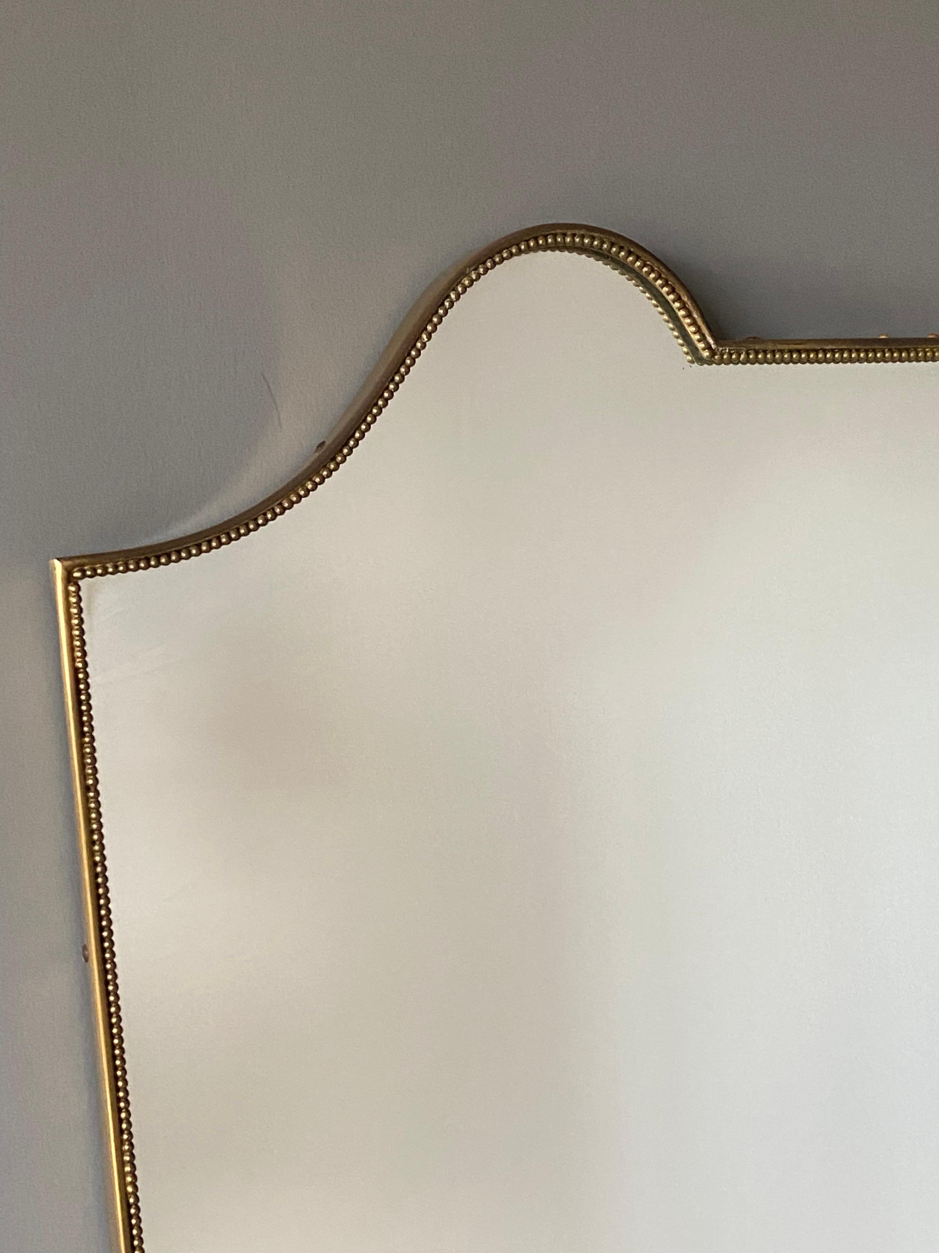 Italian, Sizable Organic Wall Mirror, Brass, Mirror Glass, Italy, 1940s In Good Condition In High Point, NC