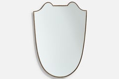 Italian, Sizable Organic Wall Mirror, Brass, Mirror Glass, Italy, 1940s