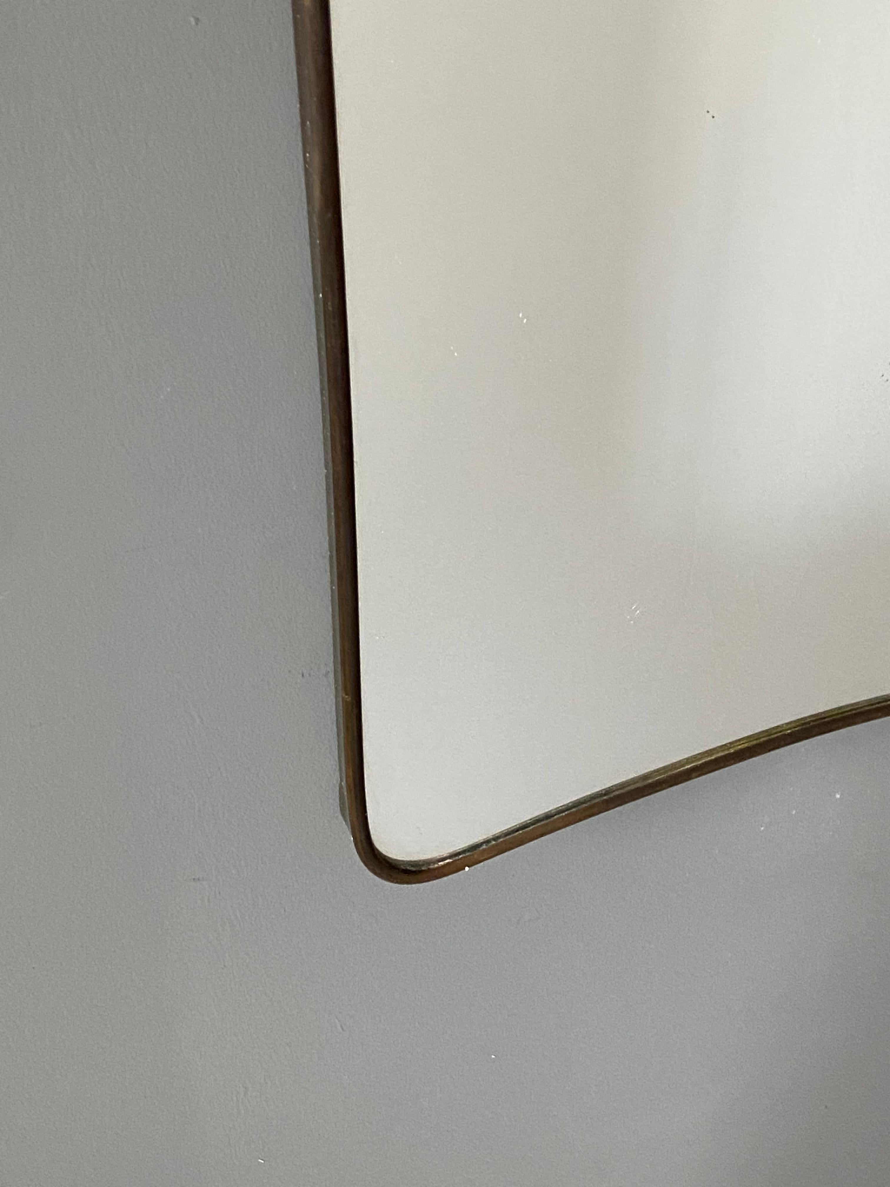 Italian, Sizable Wall Mirrors, Brass, Mirror Glass, Italy, 1940s In Good Condition In High Point, NC
