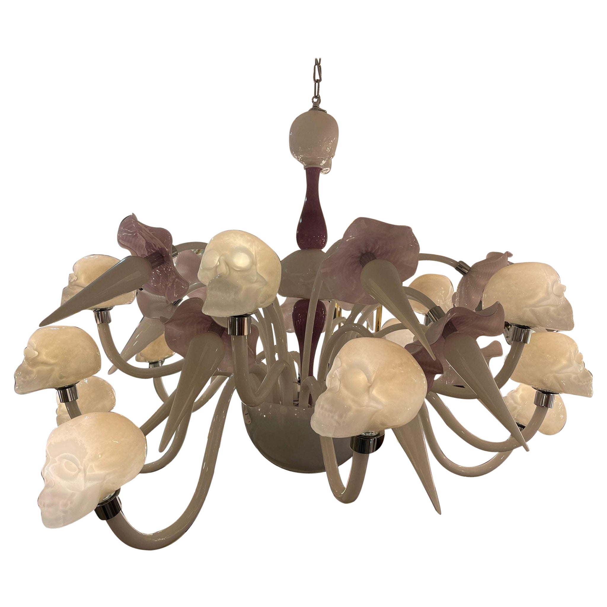 Italian 
Skulls
 Chandelier in Murano Glass For Sale
