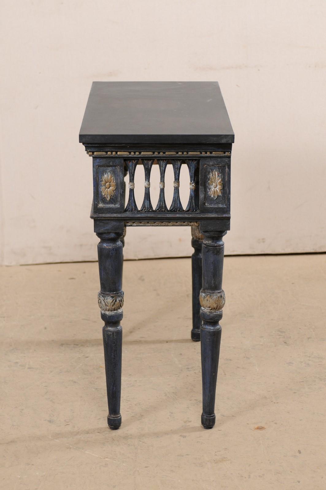 Italian Slate Stone Top Console w/ Beautifully Pierce-Carved Apron, Early 19th C For Sale 4