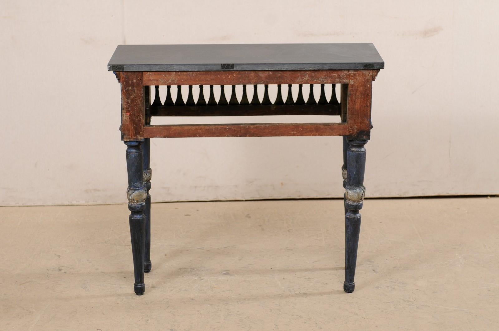 Italian Slate Stone Top Console w/ Beautifully Pierce-Carved Apron, Early 19th C For Sale 1