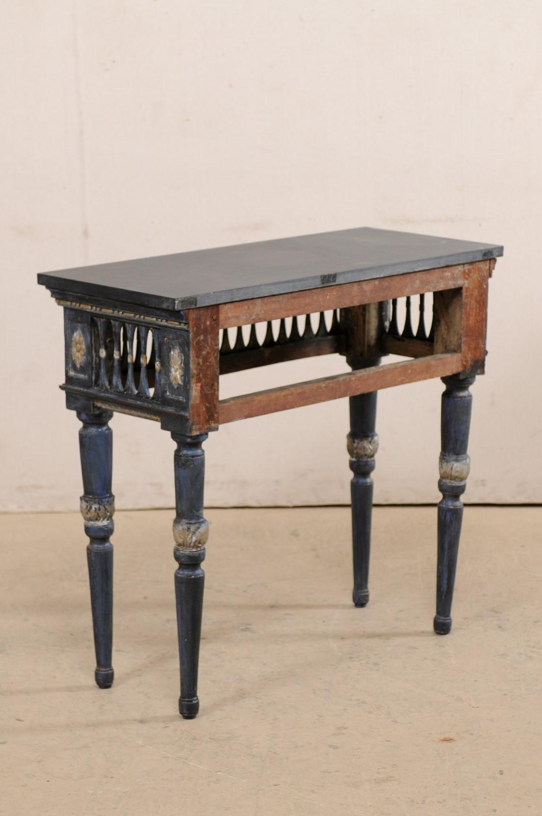 Italian Slate Stone Top Console w/ Beautifully Pierce-Carved Apron, Early 19th C For Sale 3
