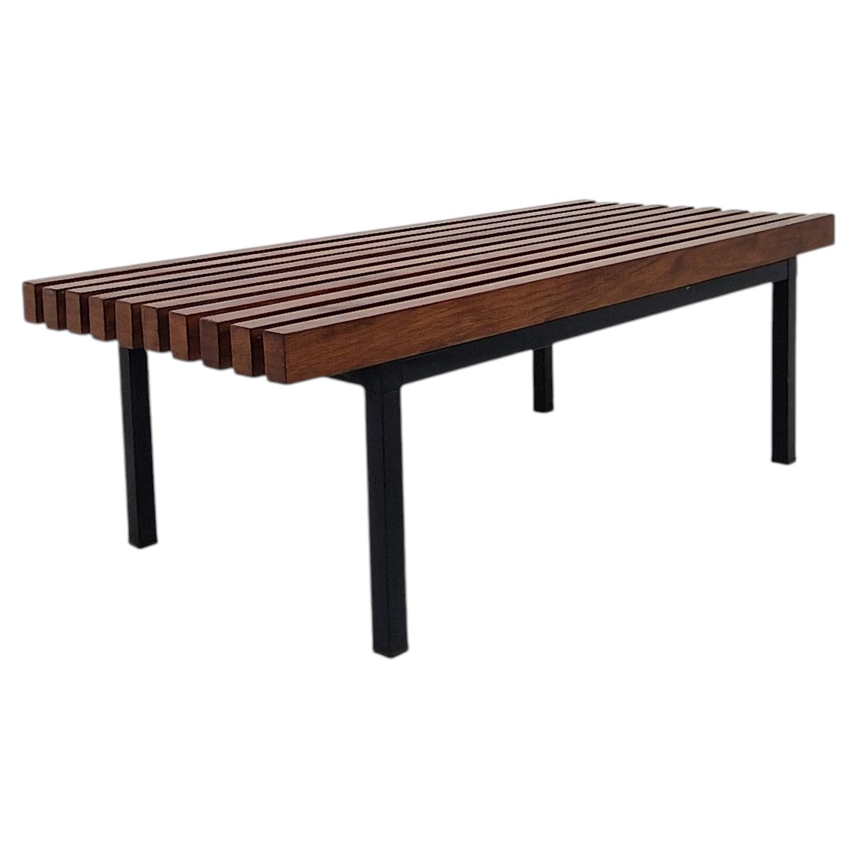 Italian Slatted Wooden Bench / Low Table, 20th Century