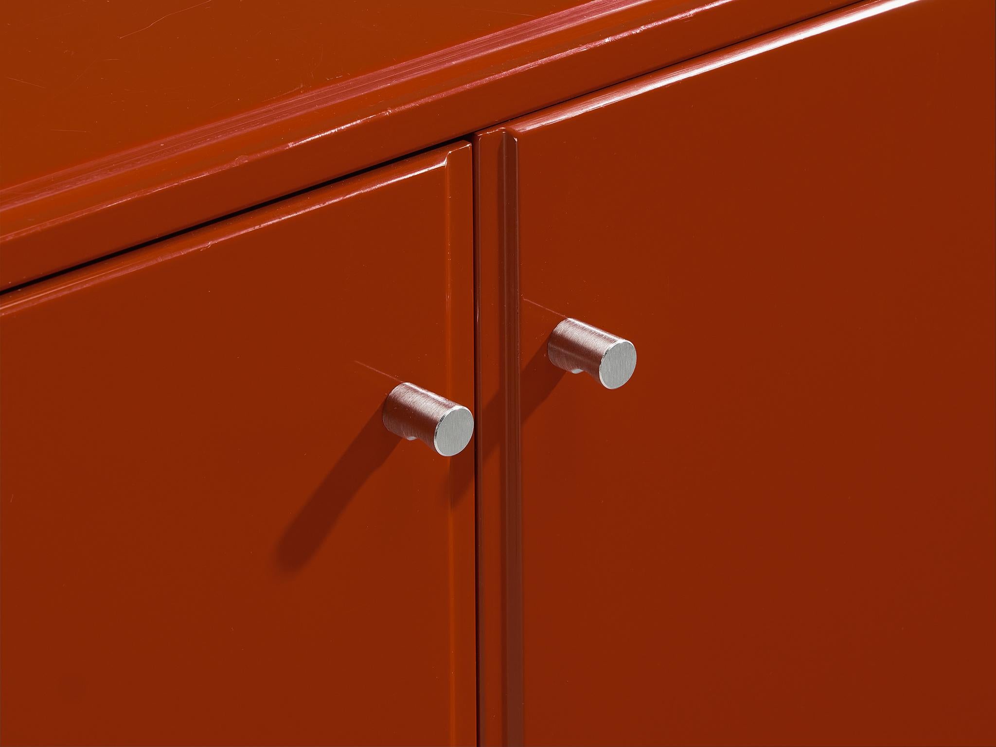 Italian Sleek Sideboard in Cherry Red High Gloss Lacquered Wood 1