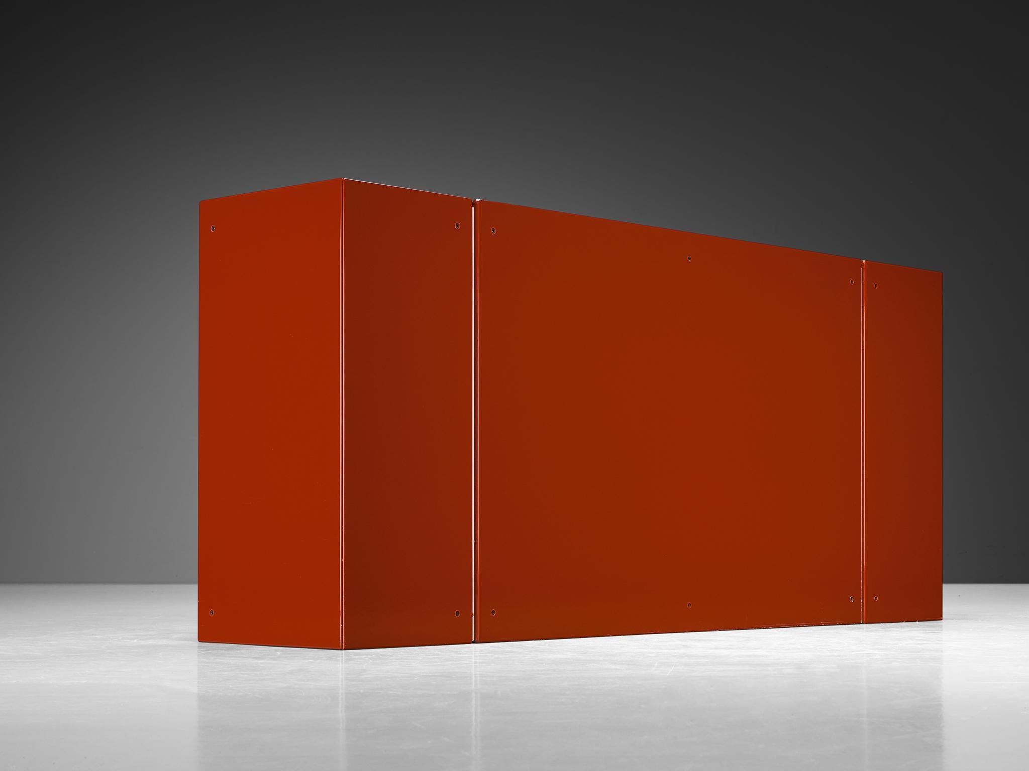 Italian Sleek Sideboard in Cherry Red High Gloss Lacquered Wood 2