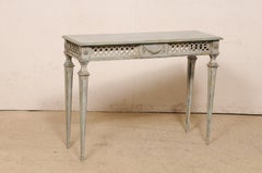 Italian Slender Console Table with Beautifully Pierce-Carved Lattice Apron