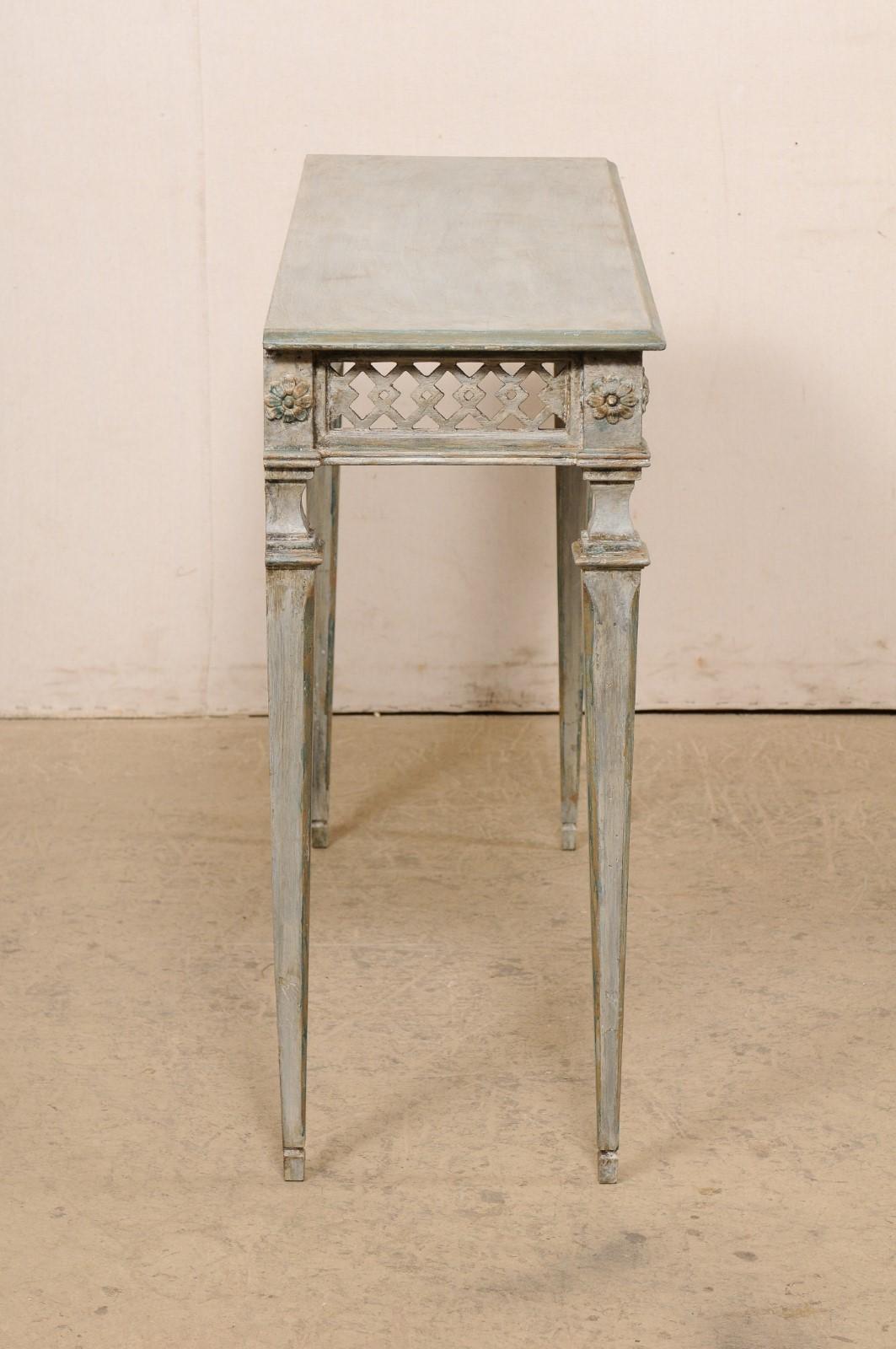 Italian Slender Console Table with Beautifully Pierce-Carved Lattice Apron 1