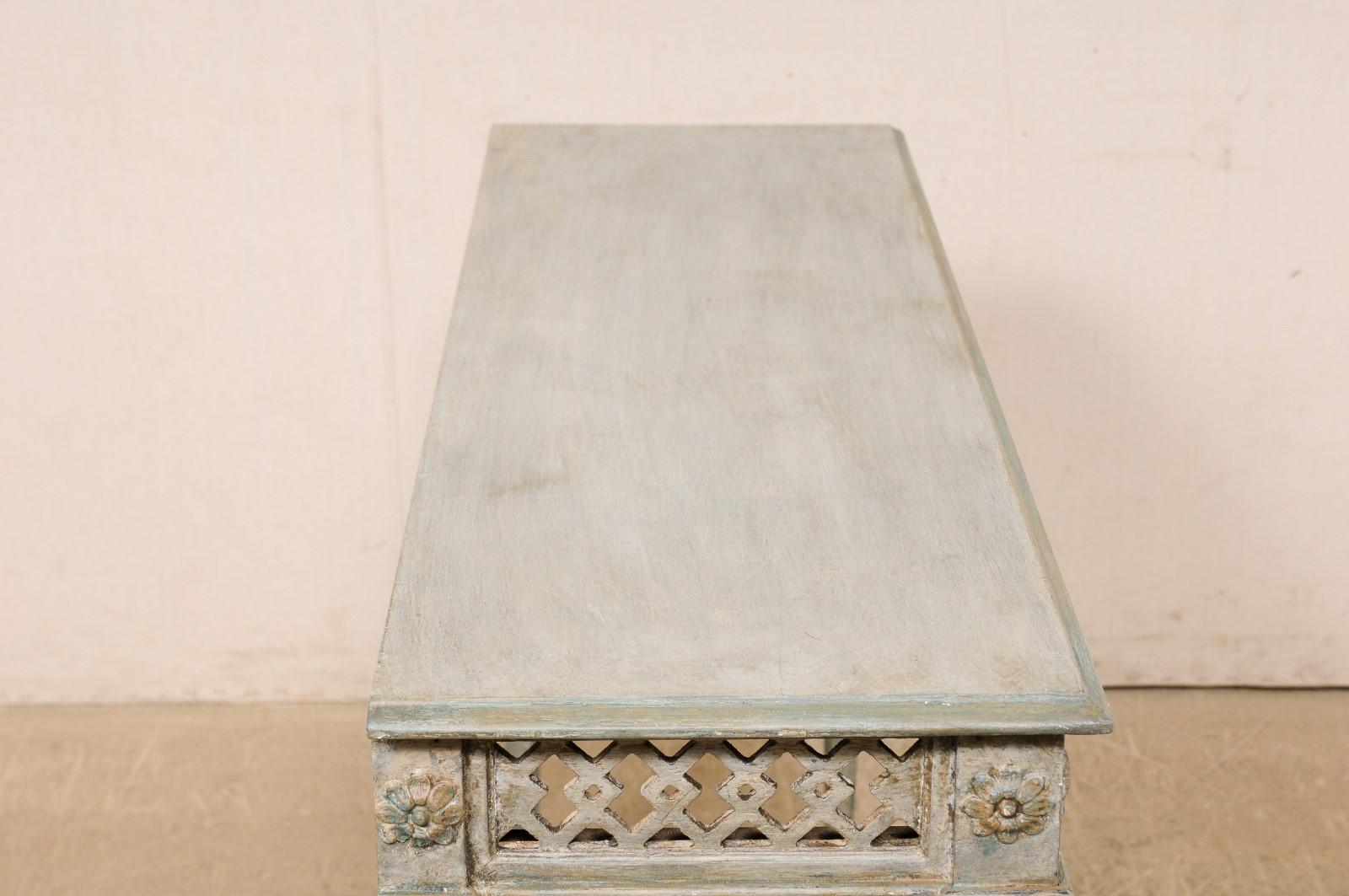 Italian Slender Console Table with Beautifully Pierce-Carved Lattice Apron 2