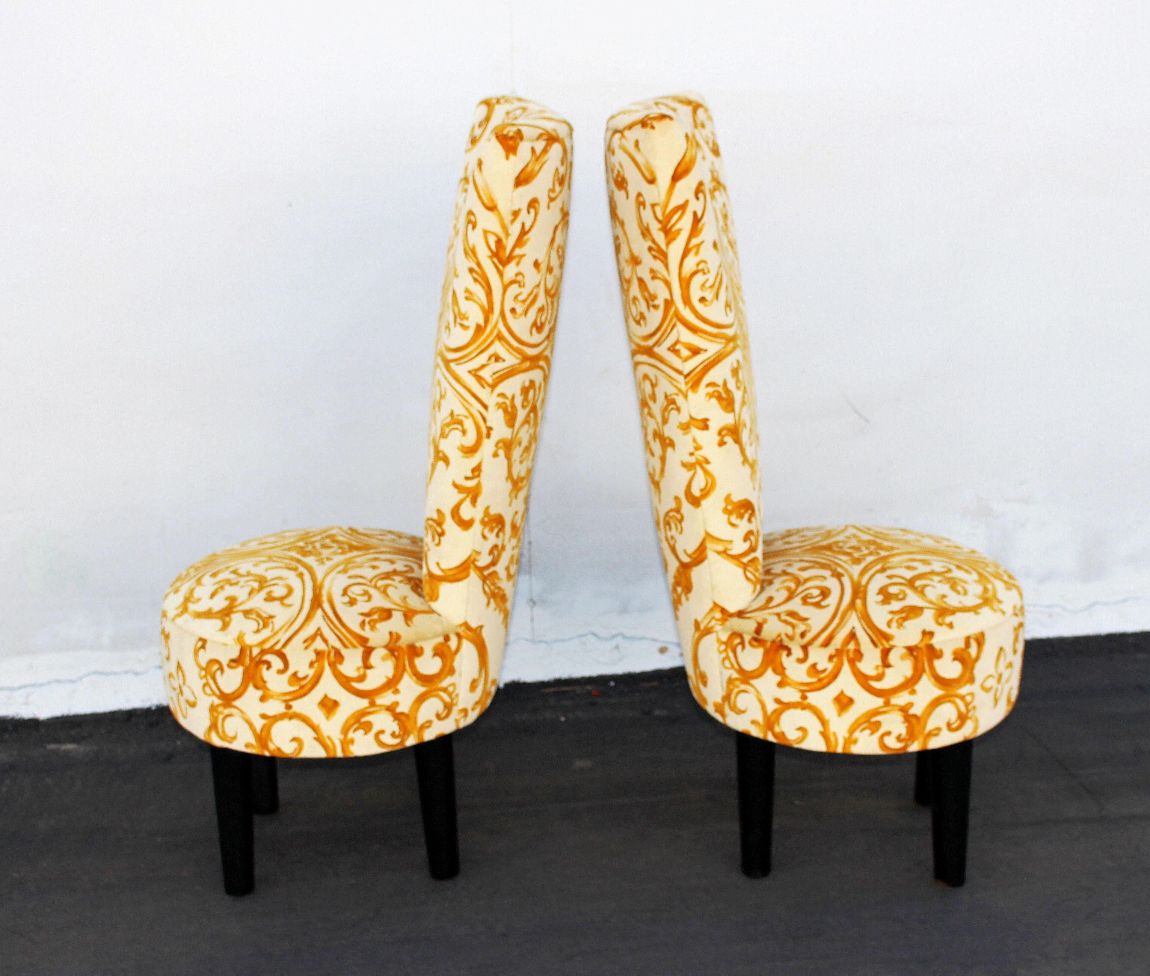 Italian slipper chairs new reupholstered in Italian velvet, 1950s period  chairs are refurbished.
Shipping to US continental in home delivery $450