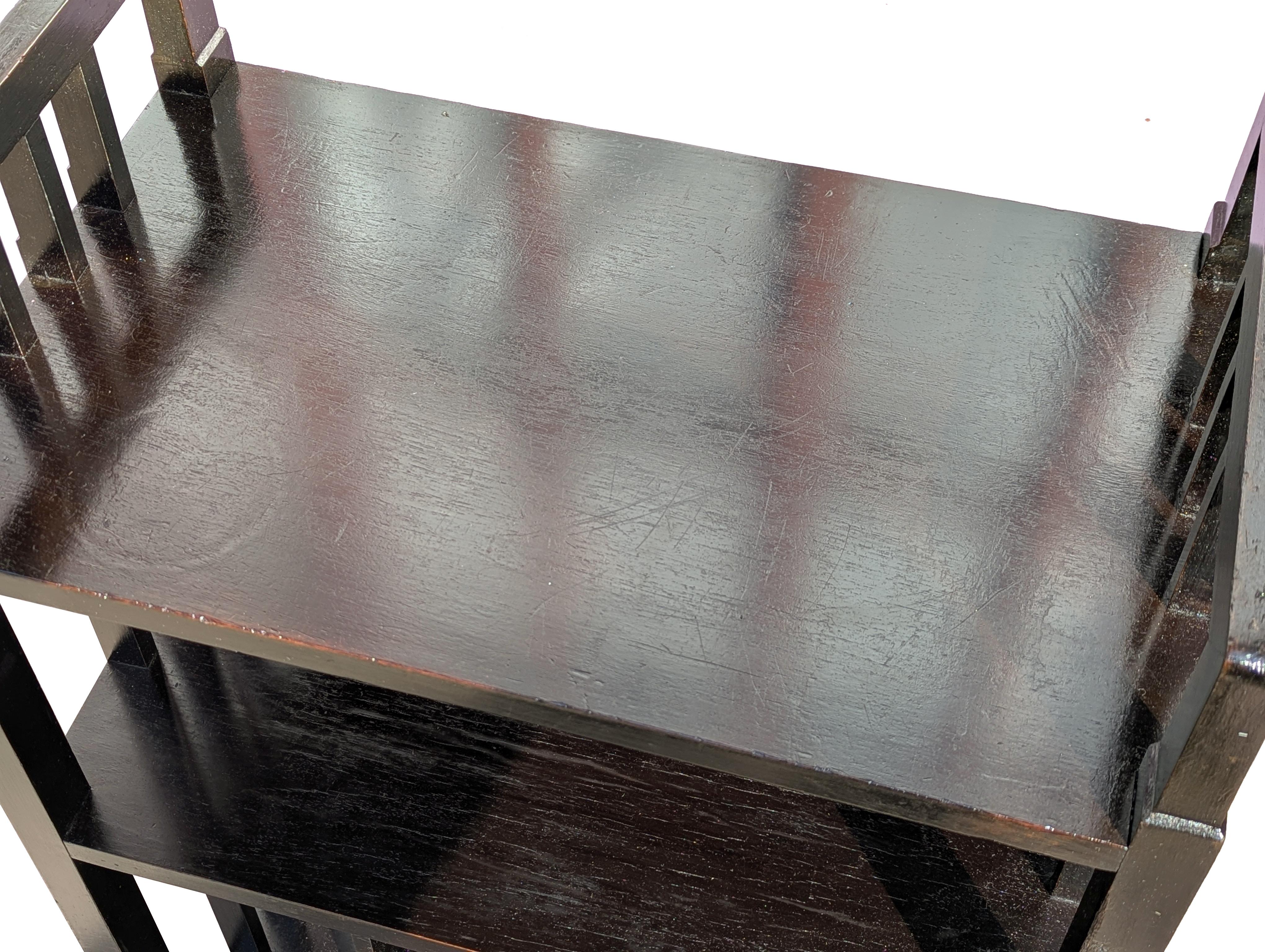Stained Italian small black stained wooden bookcase from the 30s For Sale