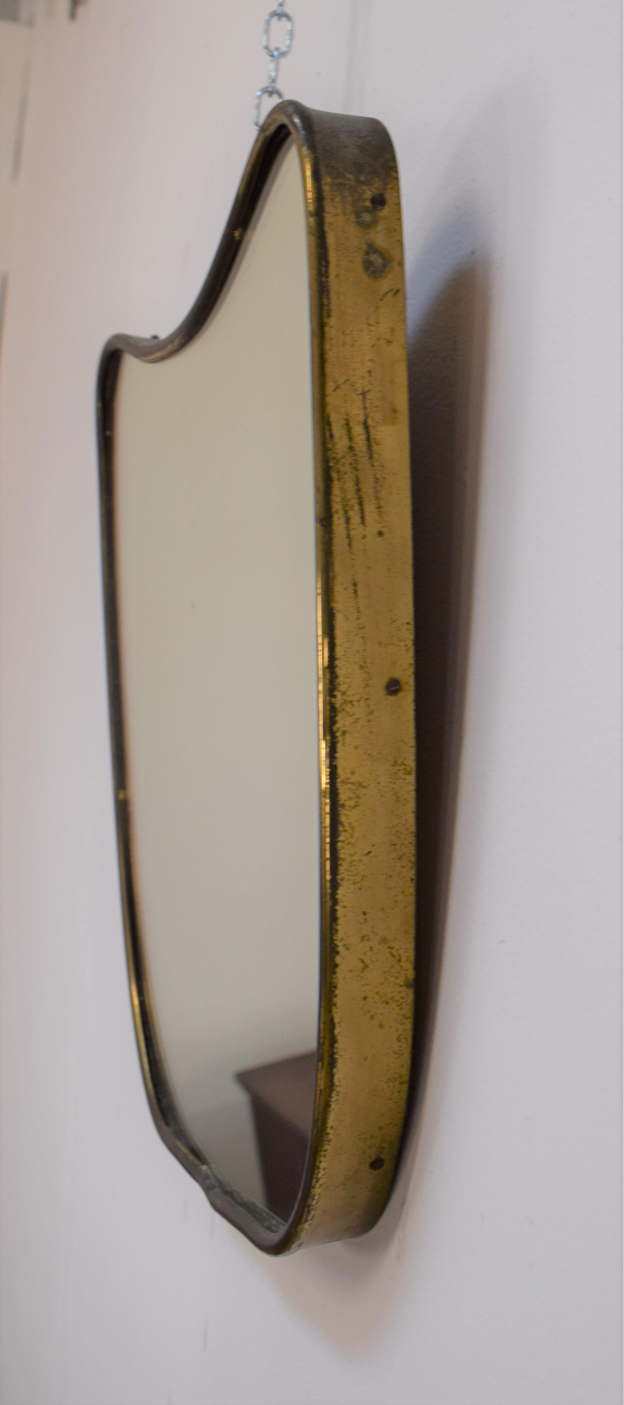 Mid-20th Century Italian Small Brass Mirror, 1950s