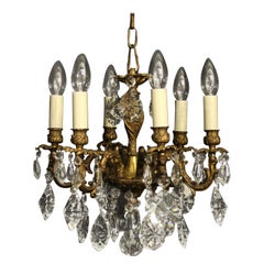 Italian Small Bronze and Crystal 6-Light Chandelier Italian Small Bronze and Crystal 6-Light Chandelier