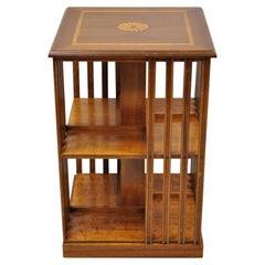 Italian Small Low Revolving Base Danner Style Bookcase Pinwheel Inlay Side Table