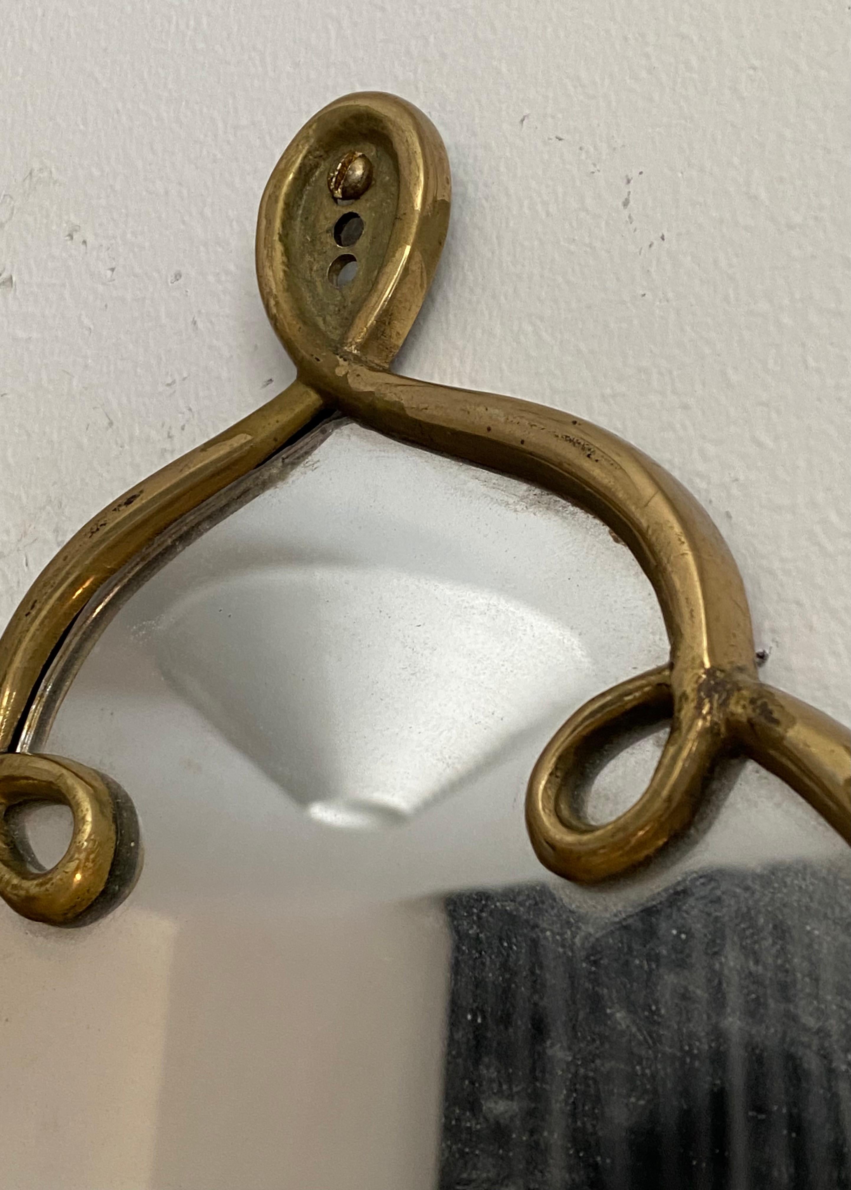 Italian, Small Organic Wall Mirror, Brass, Mirror Glass, Italy, 1940s In Good Condition In High Point, NC