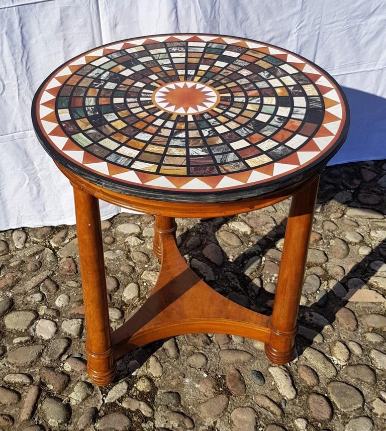 Italian Small Round Table with Marble Top, Italy, 19th Century, Empire ...
