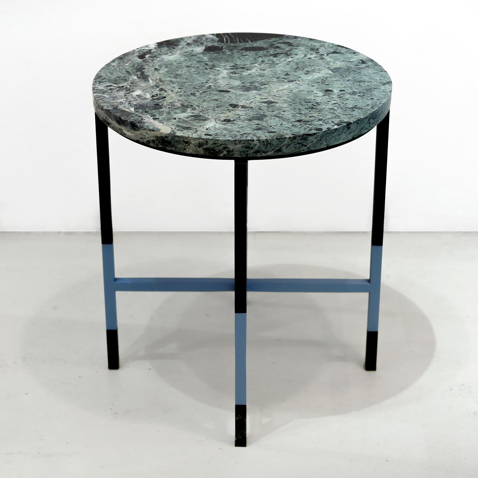 Modern Italian Small Table with Marble Top and Iron Base For Sale