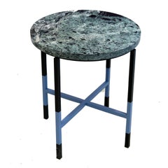 Italian Small Table with Marble Top and Iron Base