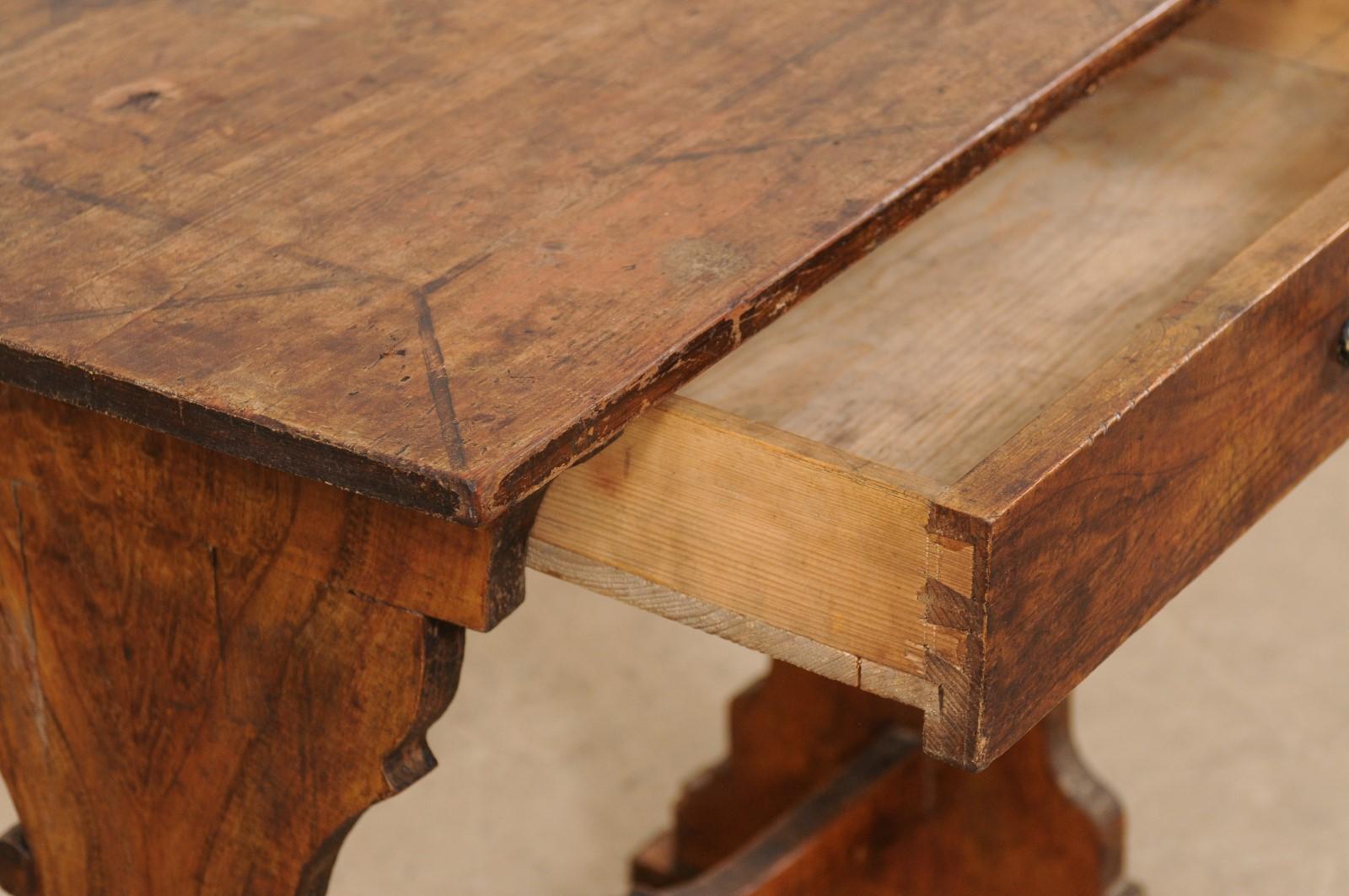 Wood Italian Smaller-Sized Table or Writing Desk w/Shapely Hourglass Legs, 19th C. For Sale