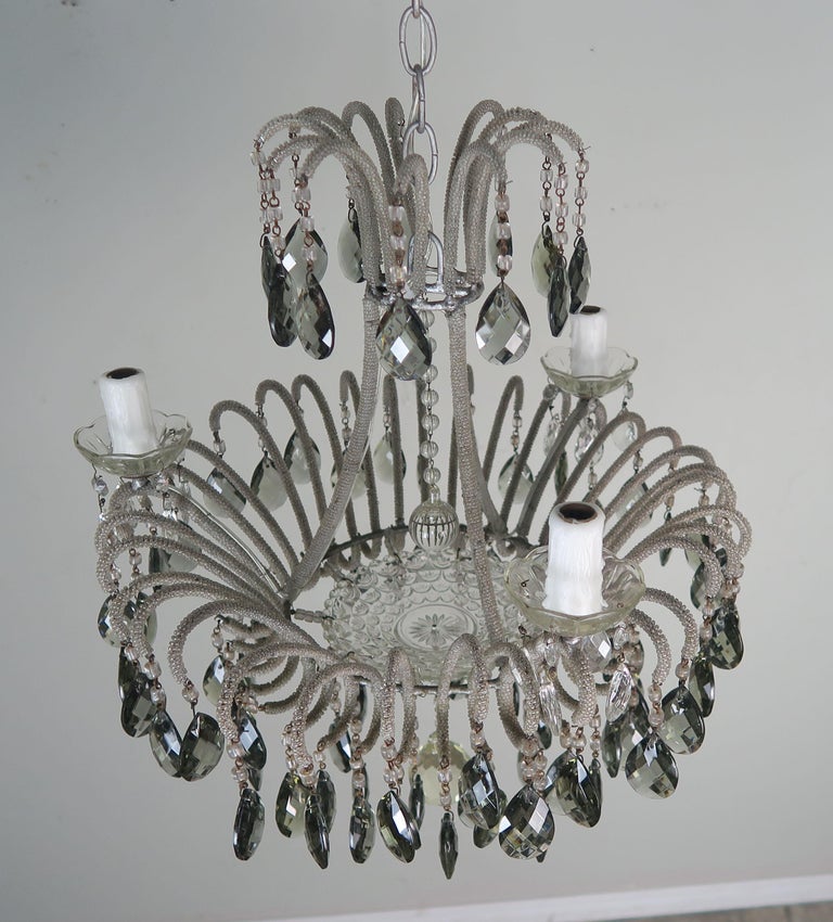 Italian Smoked Crystal Waterfall Chandelier For Sale at 1stdibs