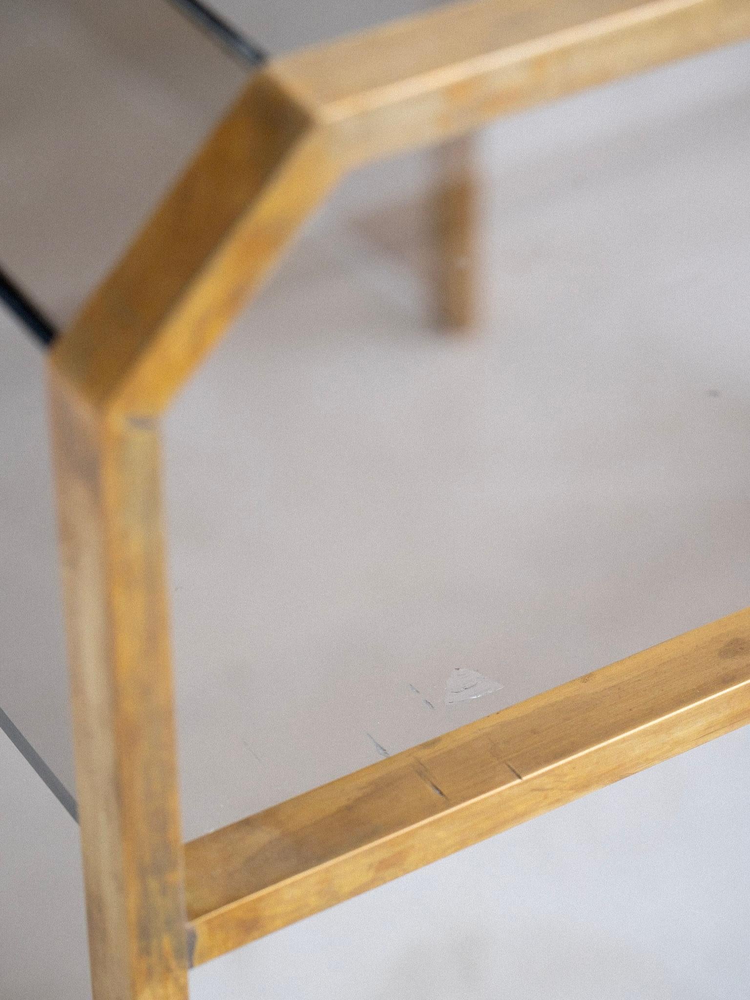 Italian Smoked Glass and Brass Side Tables - a Pair 5