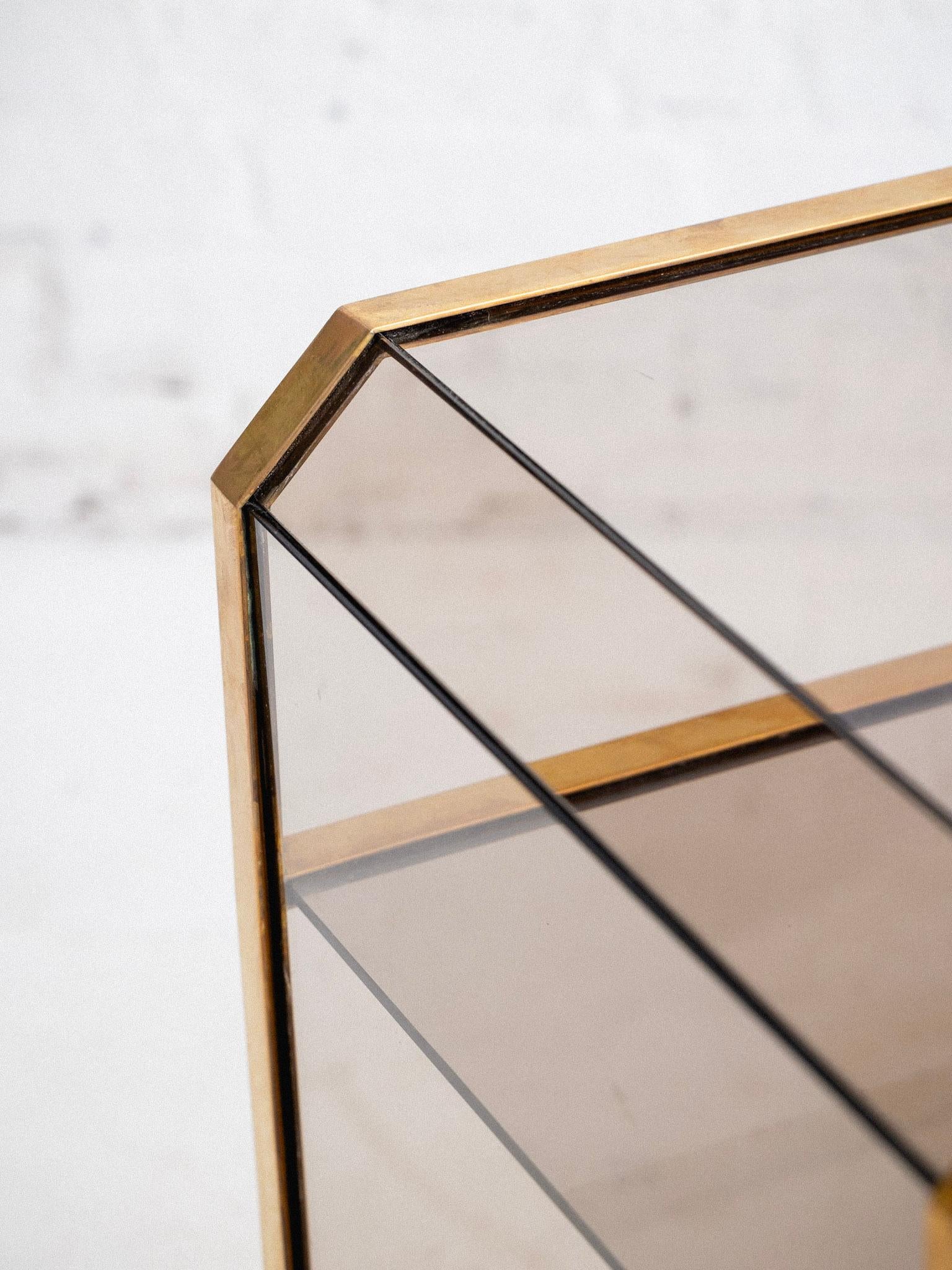 Italian Smoked Glass and Brass Side Tables - a Pair 3