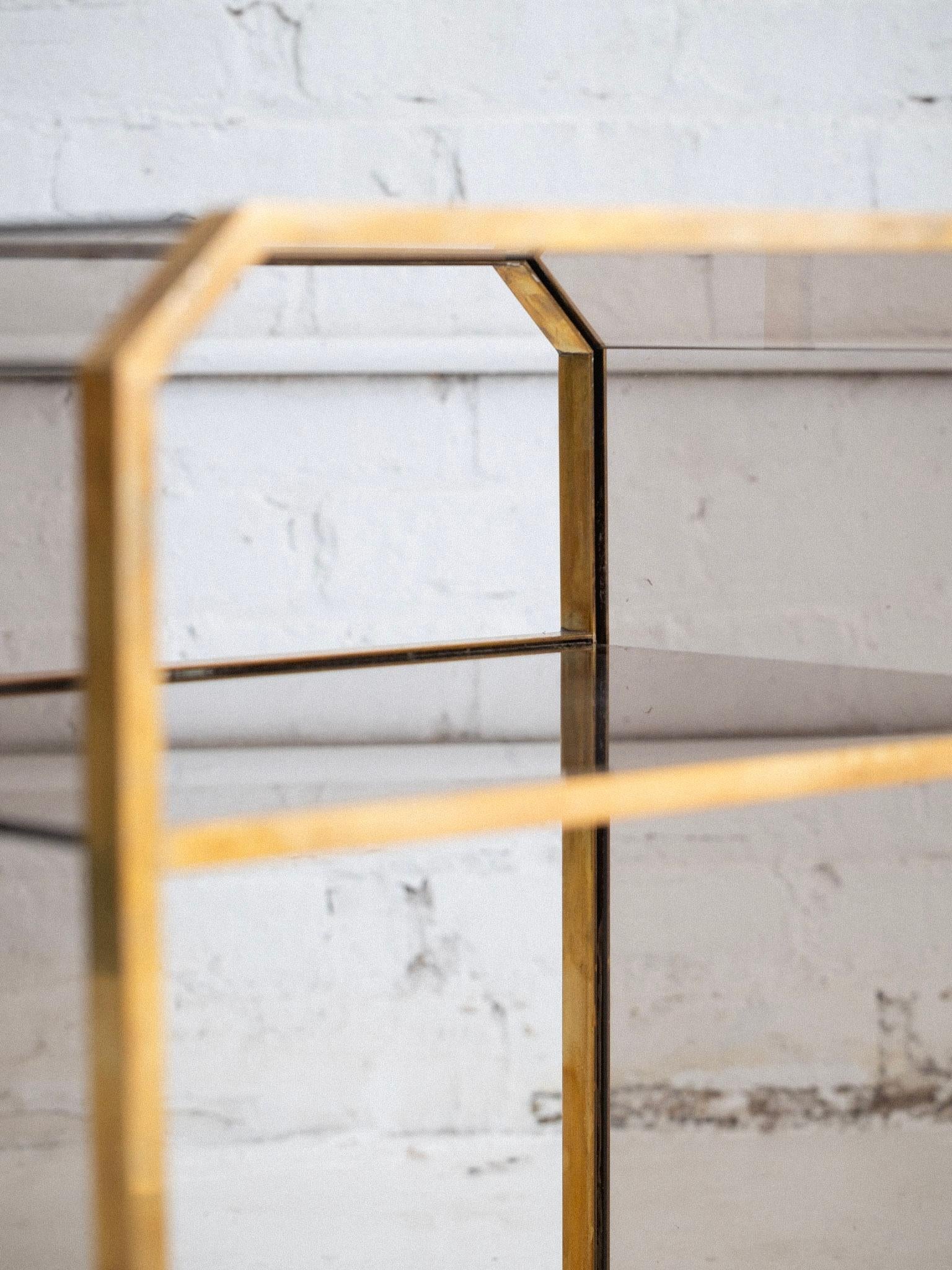 Italian Smoked Glass and Brass Side Tables - a Pair 4