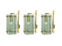 Italian Smoked Glass and Brass Wall Sconces from Cristal Art, Set of 3