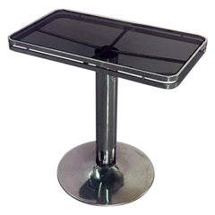 Console italienne en verre fumé et acier d'Allegri Arredamenti Parma, 1970
