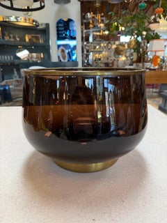Italian Smoked Glass Bar Set with Ice Bucket and Tumblers, 1970s