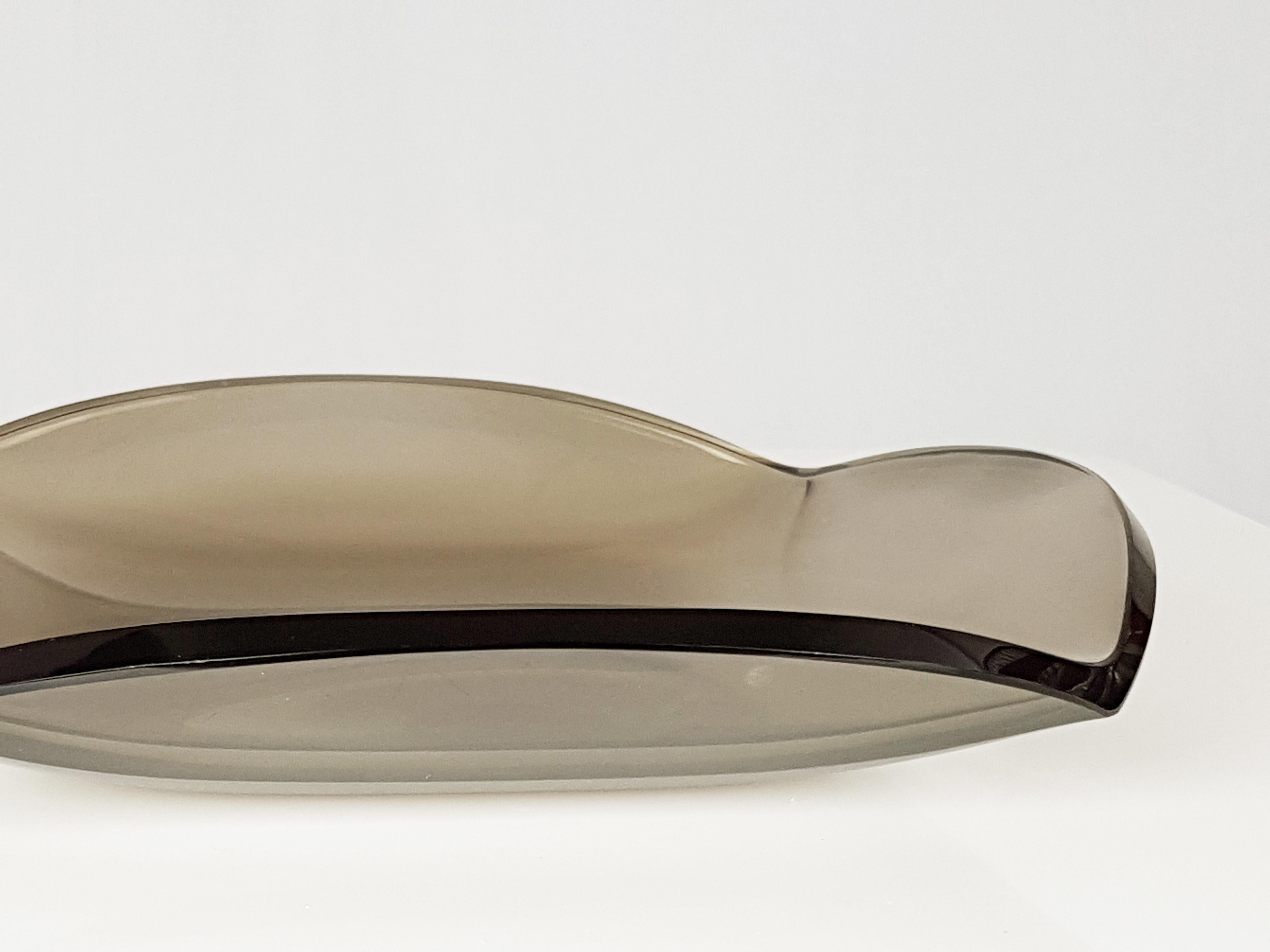 Cut Glass Italian Smoked Glass Centerpiece by Erwin Burger for Fontana Arte, 1960s For Sale