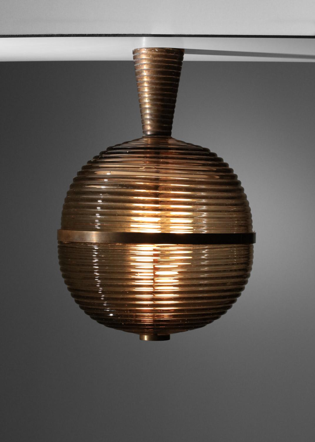 Italienischer Kronleuchter aus Rauchglas von Venini, murano, 30er-Jahre im Angebot 4