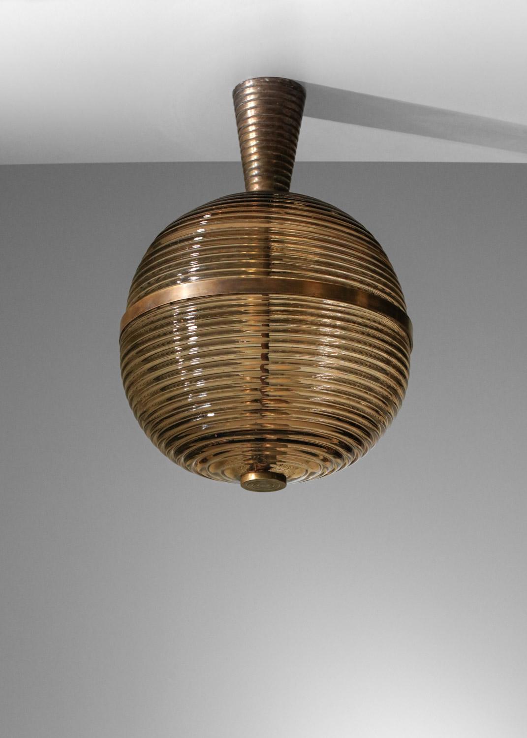 Italienischer Kronleuchter aus Rauchglas von Venini, murano, 30er-Jahre im Angebot 7