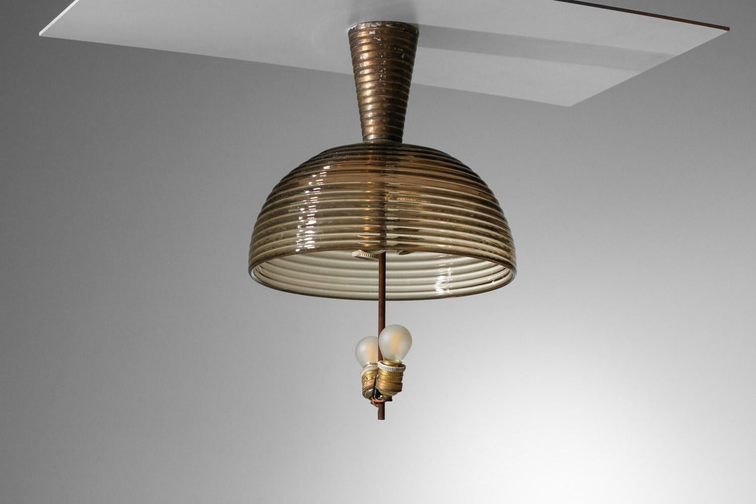 Italienischer Kronleuchter aus Rauchglas von Venini, murano, 30er-Jahre im Angebot 9