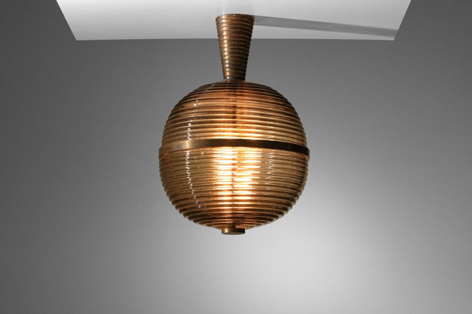 Italienischer Kronleuchter aus Rauchglas von Venini, murano, 30er-Jahre (Moderne der Mitte des Jahrhunderts) im Angebot