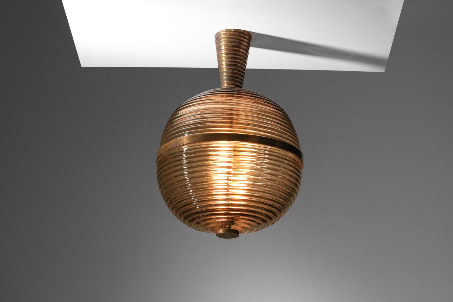 Italienischer Kronleuchter aus Rauchglas von Venini, murano, 30er-Jahre im Angebot 1