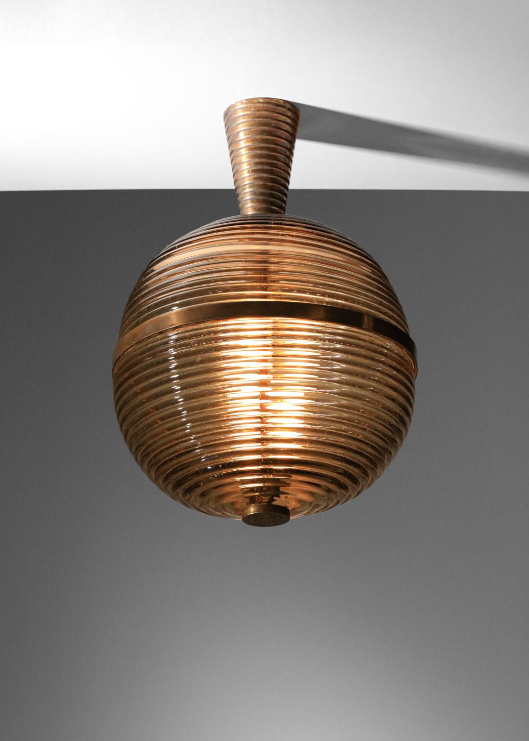 Italienischer Kronleuchter aus Rauchglas von Venini, murano, 30er-Jahre im Angebot 2