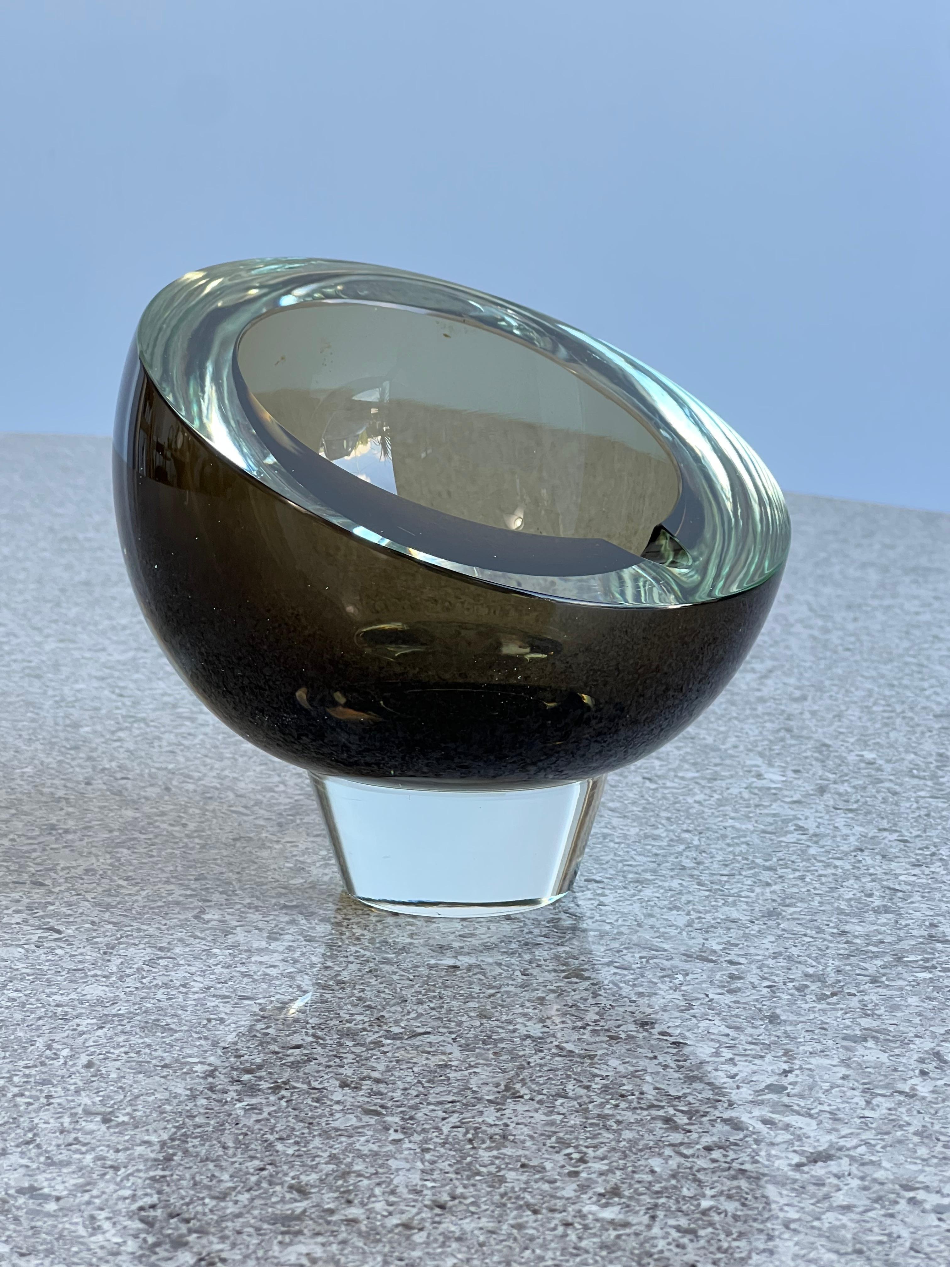 Mid-Century Modern Italian Smoked Murano Glass Ashtray For Sale